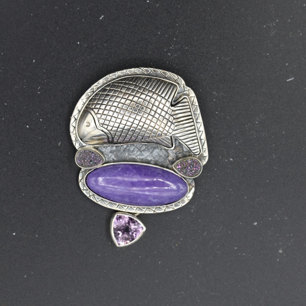 Vintage Amy Kahn Russell Pin/Pendant AKR silver